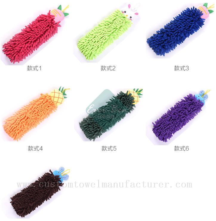 China Bulk Custom Microfiber colorful chenille hanging hand towels for children cheap kitchen towel Supplier for Europe Germany